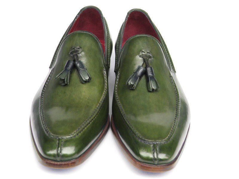 Paul Parkman Men's Hand - PaInted Leather Tassel Loafers in Green Shoes by Paul Parkman – Don't Panic Shoes