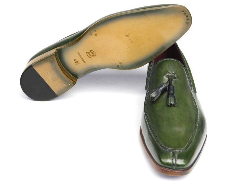 Paul Parkman Men's Hand - PaInted Leather Tassel Loafers in Green Shoes by Paul Parkman – Don't Panic Shoes