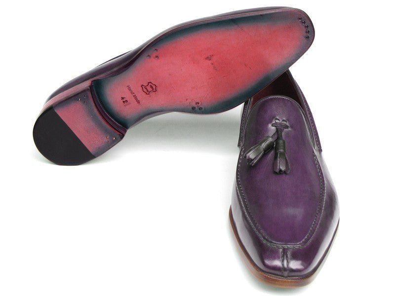 Paul Parkman Men's Hand - PaInted Leather Tassel Loafers in Purple Shoes by Paul Parkman – Don't Panic Shoes