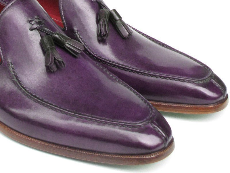 Paul Parkman Men's Hand - PaInted Leather Tassel Loafers in Purple Shoes by Paul Parkman β Don't Panic Shoes