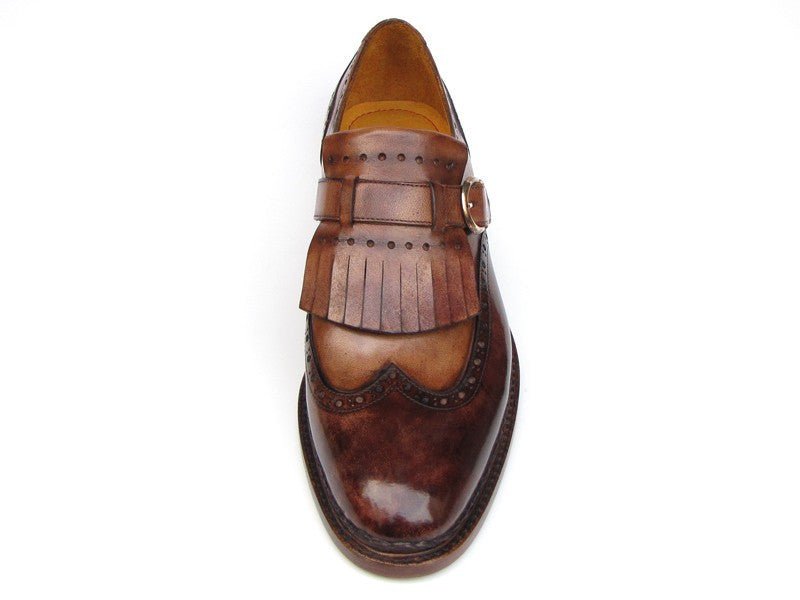 Paul Parkman Men's Hand - PaInted Leather Wingtip Monkstrap Brogues in Brown Shoes by Paul Parkman – Don't Panic Shoes