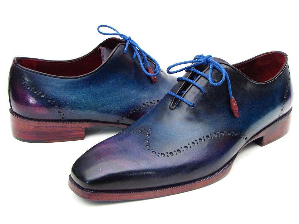 Paul Parkman Men's HAnd - PaInted Leather Wingtip Oxfords in Blue and Purple Shoes by Paul Parkman – Don't Panic Shoes