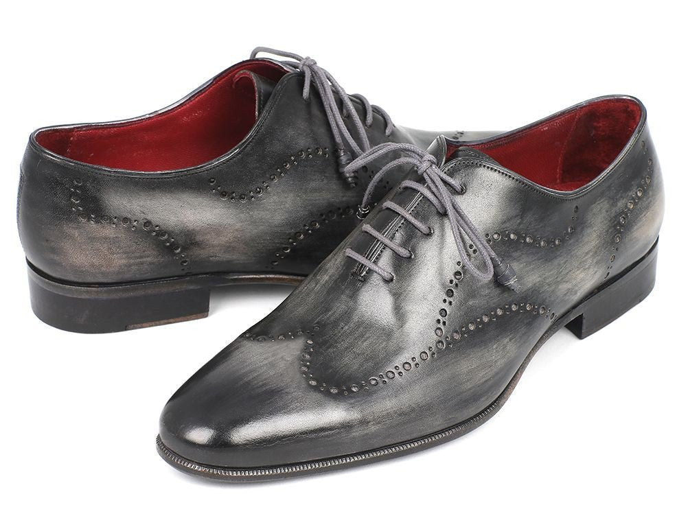 Paul Parkman Men's HAnd - PaInted Leather Wingtip Oxfords in Gray and Black Shoes by Paul Parkman – Don't Panic Shoes