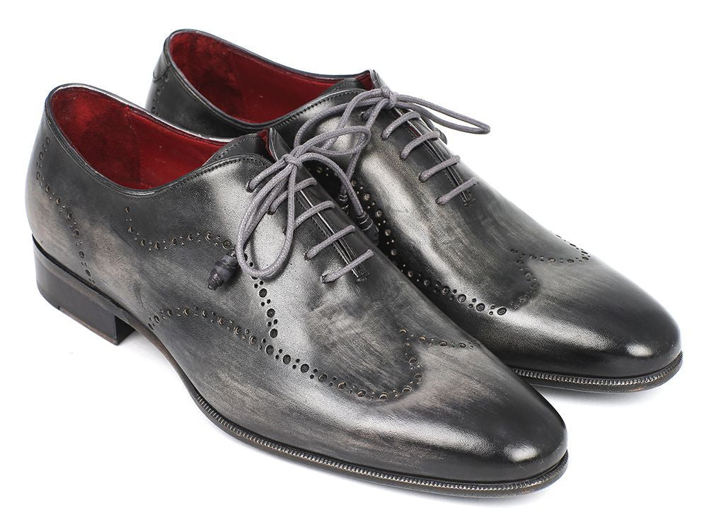 Paul Parkman Men's HAnd - PaInted Leather Wingtip Oxfords in Gray and Black Shoes by Paul Parkman – Don't Panic Shoes