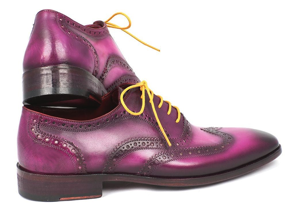 Paul Parkman Men's Hand - PaInted Leather Wingtip Oxfords in Lilac Shoes by Paul Parkman – Don't Panic Shoes