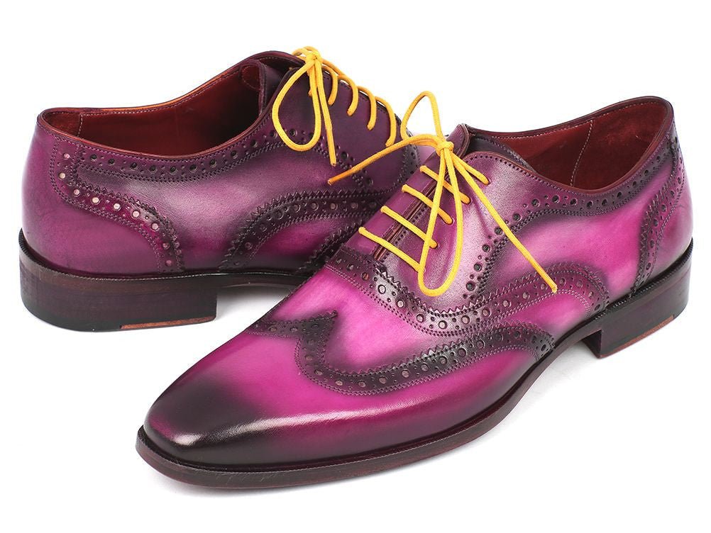 Paul Parkman Men's Hand - PaInted Leather Wingtip Oxfords in Lilac Shoes by Paul Parkman – Don't Panic Shoes
