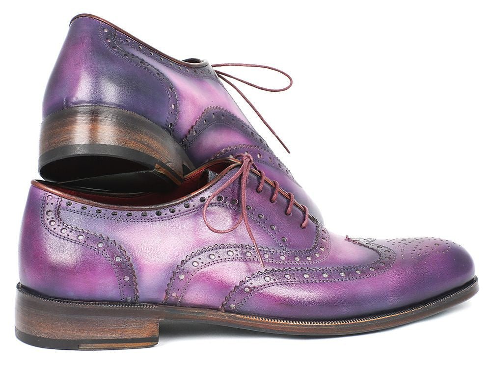 Paul Parkman Men's HAnd - PaInted Leather Wingtip Oxfords in Purple and Navy Shoes by Paul Parkman – Don't Panic Shoes