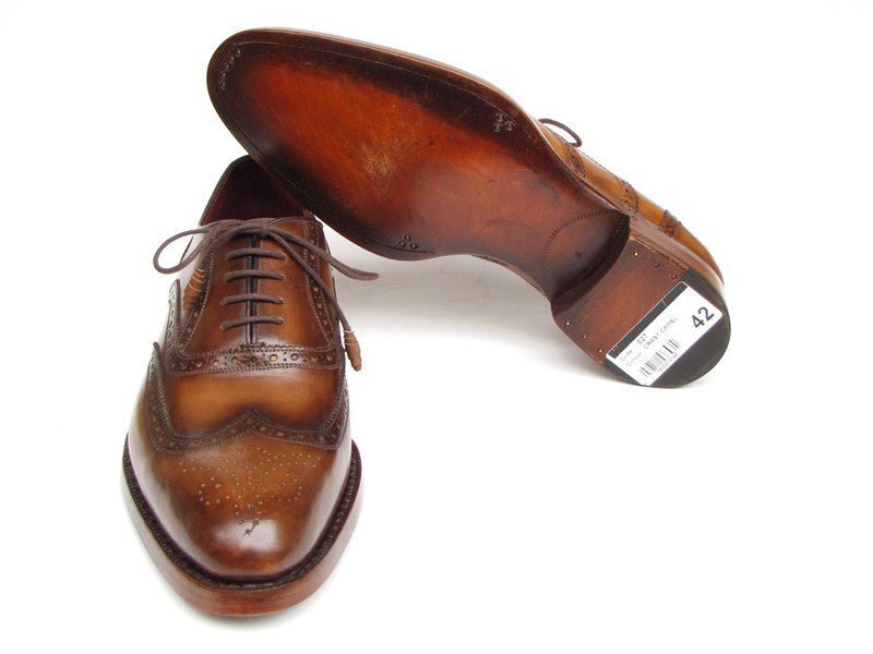 Paul Parkman Men's Hand - PaInted Leather Wingtip Oxfords in Tobacco Shoes by Paul Parkman – Don't Panic Shoes