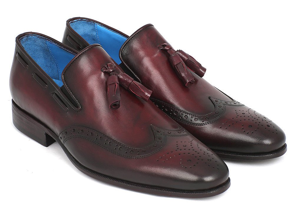 Paul Parkman Men's Hand - PaInted Leather Wingtip Tassel Loafers in Bordeaux Shoes by Paul Parkman – Don't Panic Shoes