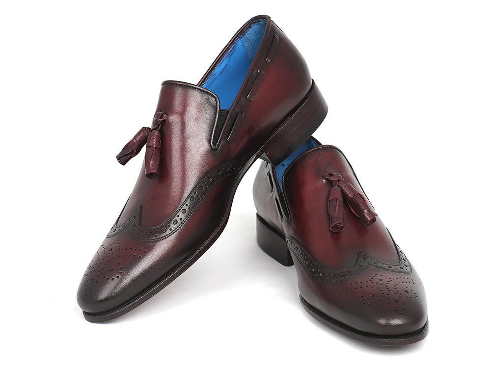 Paul Parkman Men's Hand - PaInted Leather Wingtip Tassel Loafers in Bordeaux Shoes by Paul Parkman – Don't Panic Shoes