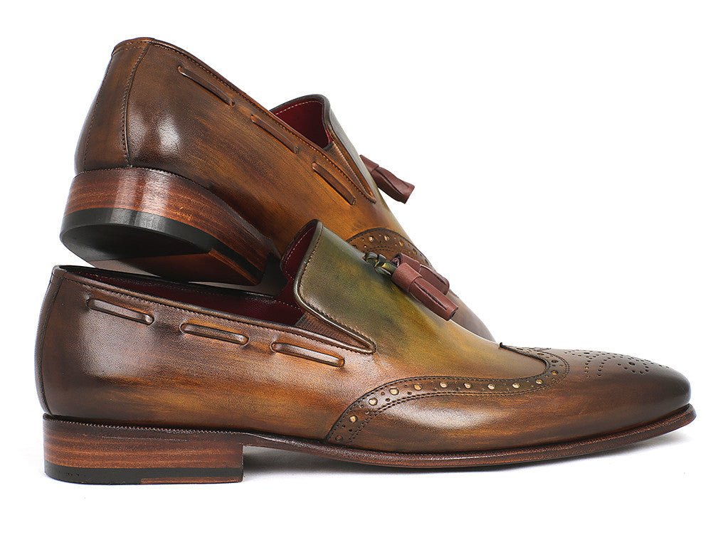 Paul Parkman Men's Hand - PaInted Leather Wingtip Tassel Loafers in Green Shoes by Paul Parkman – Don't Panic Shoes