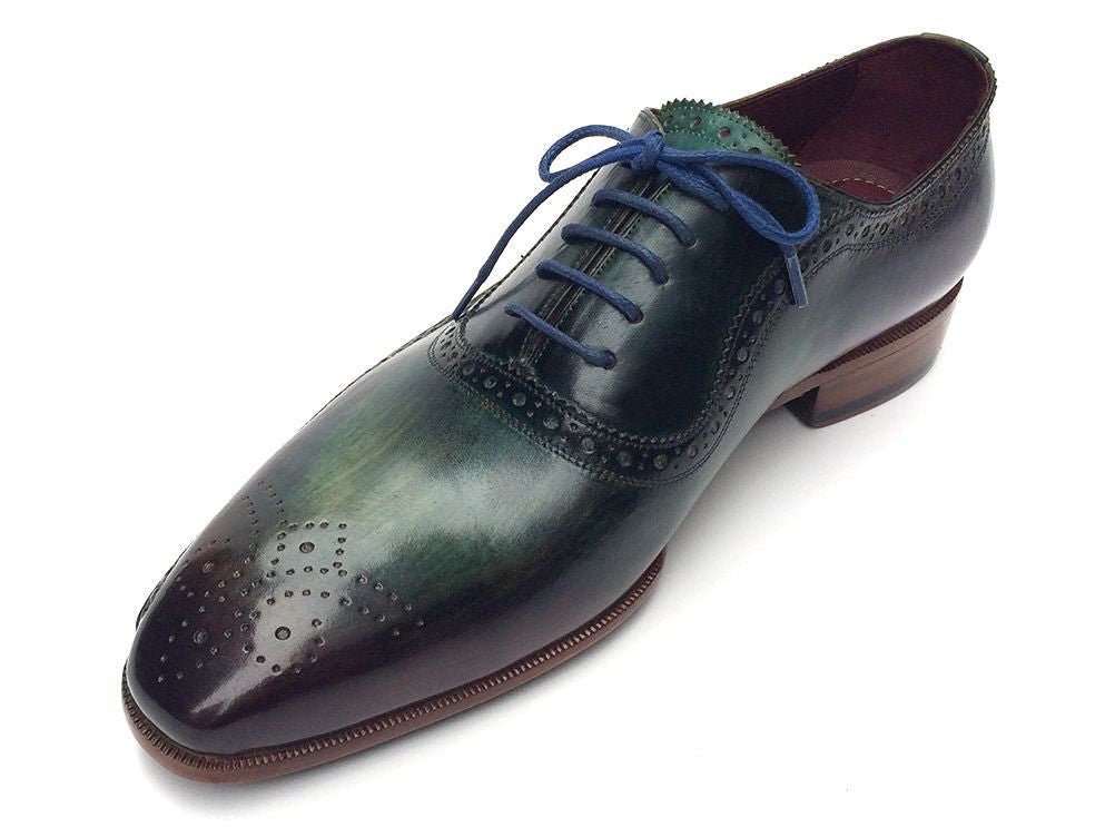 Paul Parkman Men's HAnd - PaInted Medallion Toe Leather Oxfords in Green and Purple Shoes by Paul Parkman – Don't Panic Shoes