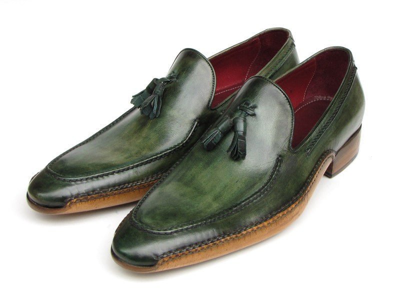 Paul Parkman Men's Hand - PaInted Side Sewn Tassel Loafers in Green Shoes by Paul Parkman – Don't Panic Shoes