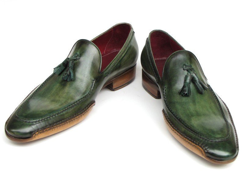 Paul Parkman Men's Hand - PaInted Side Sewn Tassel Loafers in Green Shoes by Paul Parkman – Don't Panic Shoes