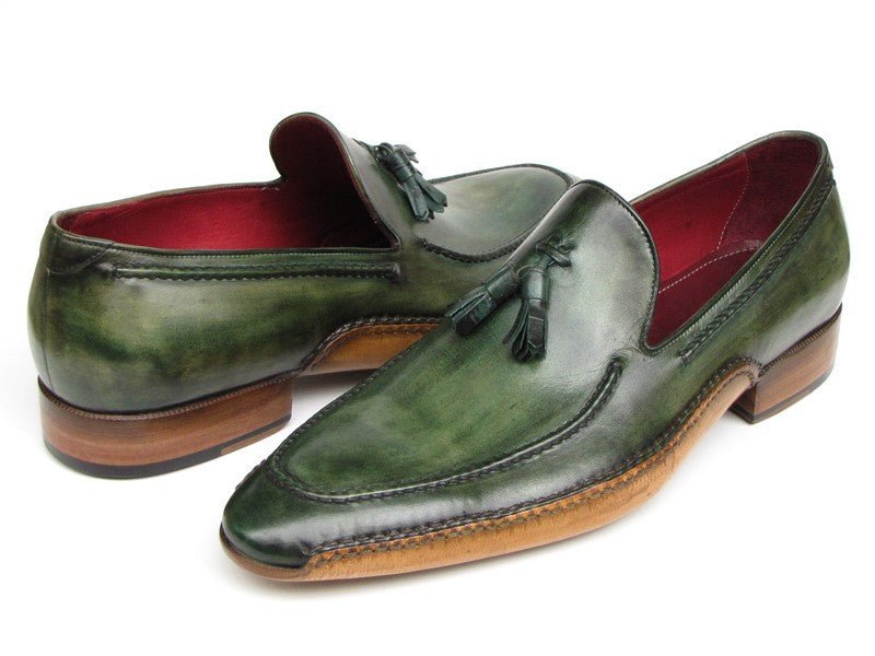 Paul Parkman Men's Hand - PaInted Side Sewn Tassel Loafers in Green Shoes by Paul Parkman – Don't Panic Shoes