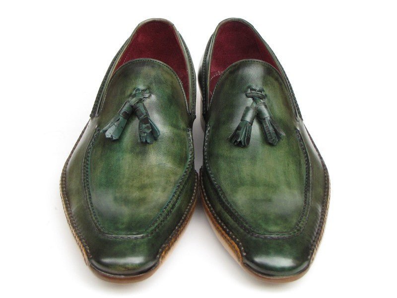 Paul Parkman Men's Hand - PaInted Side Sewn Tassel Loafers in Green Shoes by Paul Parkman – Don't Panic Shoes
