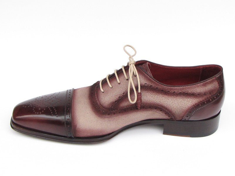Paul Parkman Men's HAnd - PaInted Suede Captoe Oxfords in Bordeaux and Beige Shoes by Paul Parkman – Don't Panic Shoes