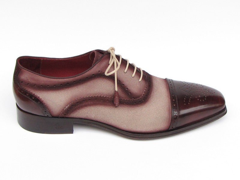 Paul Parkman Men's HAnd - PaInted Suede Captoe Oxfords in Bordeaux and Beige Shoes by Paul Parkman – Don't Panic Shoes