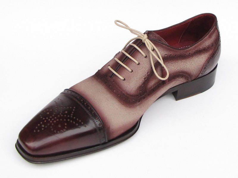 Paul Parkman Men's HAnd - PaInted Suede Captoe Oxfords in Bordeaux and Beige Shoes by Paul Parkman – Don't Panic Shoes
