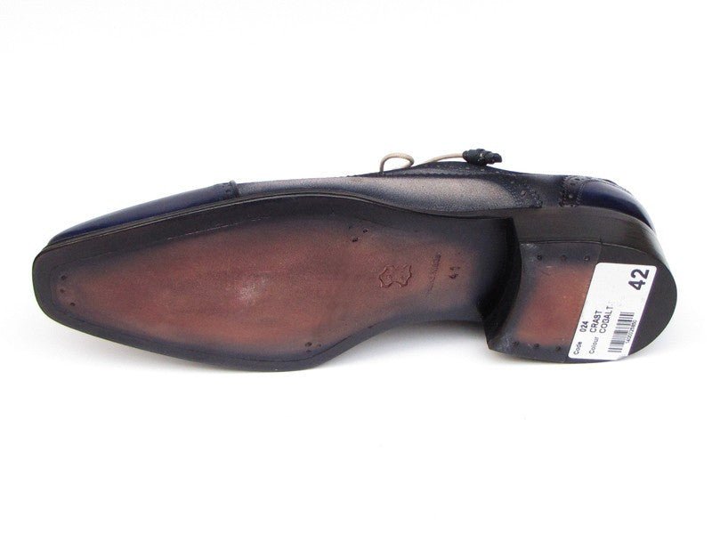 Paul Parkman Men's HAnd - PaInted Suede Captoe Oxfords in Navy and Beige Shoes by Paul Parkman – Don't Panic Shoes