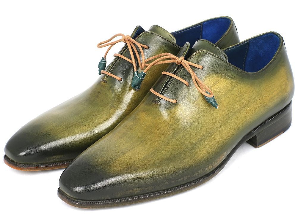 Paul Parkman Men's Hand - PaInted Wholecut Leather Oxfords in Antique Green Shoes by Paul Parkman – Don't Panic Shoes