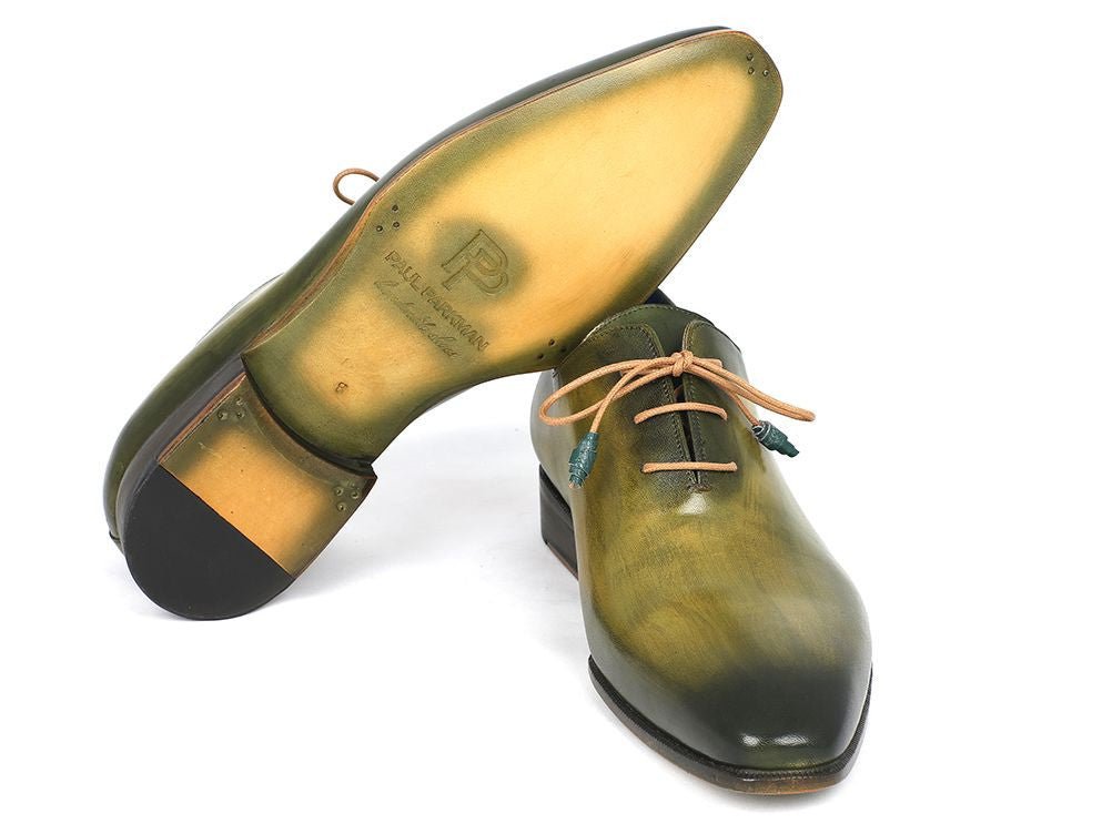 Paul Parkman Men's Hand - PaInted Wholecut Leather Oxfords in Antique Green Shoes by Paul Parkman – Don't Panic Shoes