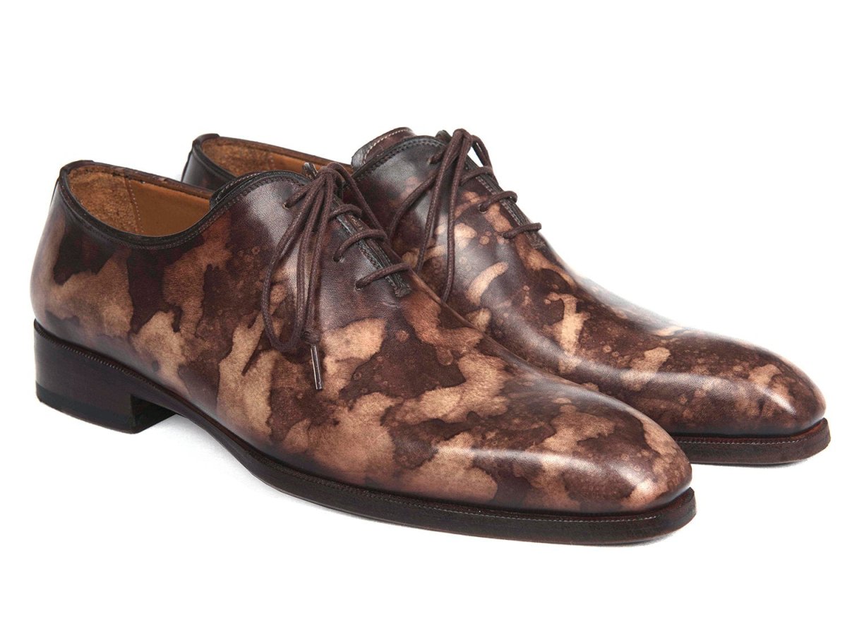 Paul Parkman Men's Hand - PaInted Wholecut Oxfords in Brown Camouflage Shoes by Paul Parkman – Don't Panic Shoes
