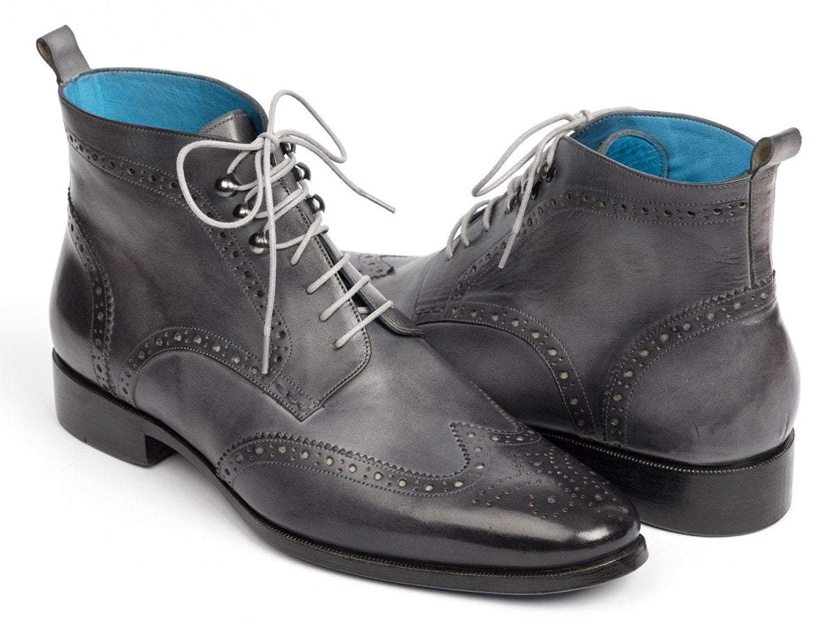 Paul Parkman Men's Hand - PaInted Wingtip Ankle Boots in Gray Shoes by Paul Parkman – Don't Panic Shoes