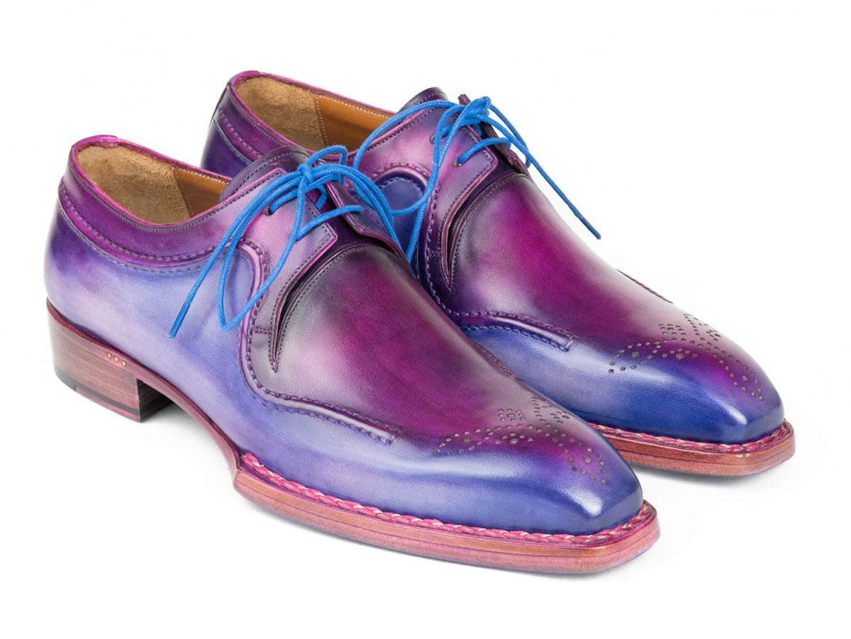 Paul Parkman Men's HAnd - Welted Blue and Purple Leather Derby Shoes (Id326g19) by Paul Parkman – Don't Panic Shoes