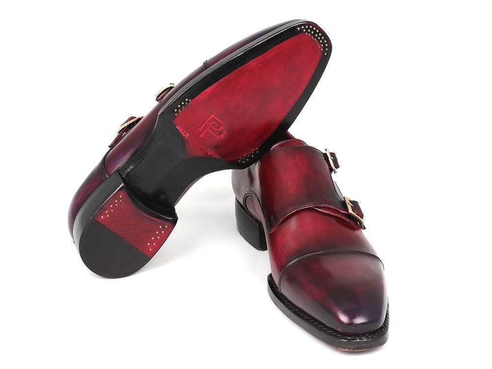 Paul Parkman Men's HAnd - Welted Captoe Monkstraps In Purple and Burgundy Shoes by Paul Parkman – Don't Panic Shoes