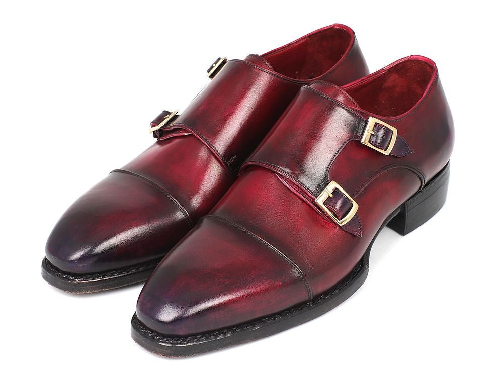Paul Parkman Men's HAnd - Welted Captoe Monkstraps In Purple and Burgundy Shoes by Paul Parkman – Don't Panic Shoes