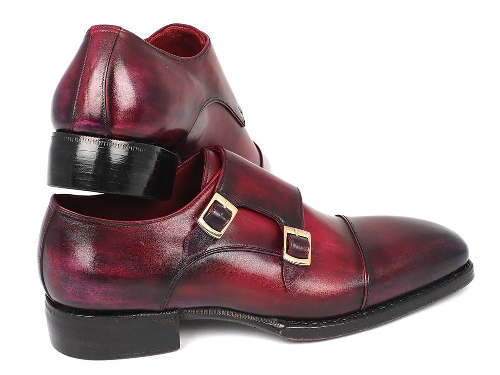 Paul Parkman Men's HAnd - Welted Captoe Monkstraps In Purple and Burgundy Shoes by Paul Parkman – Don't Panic Shoes