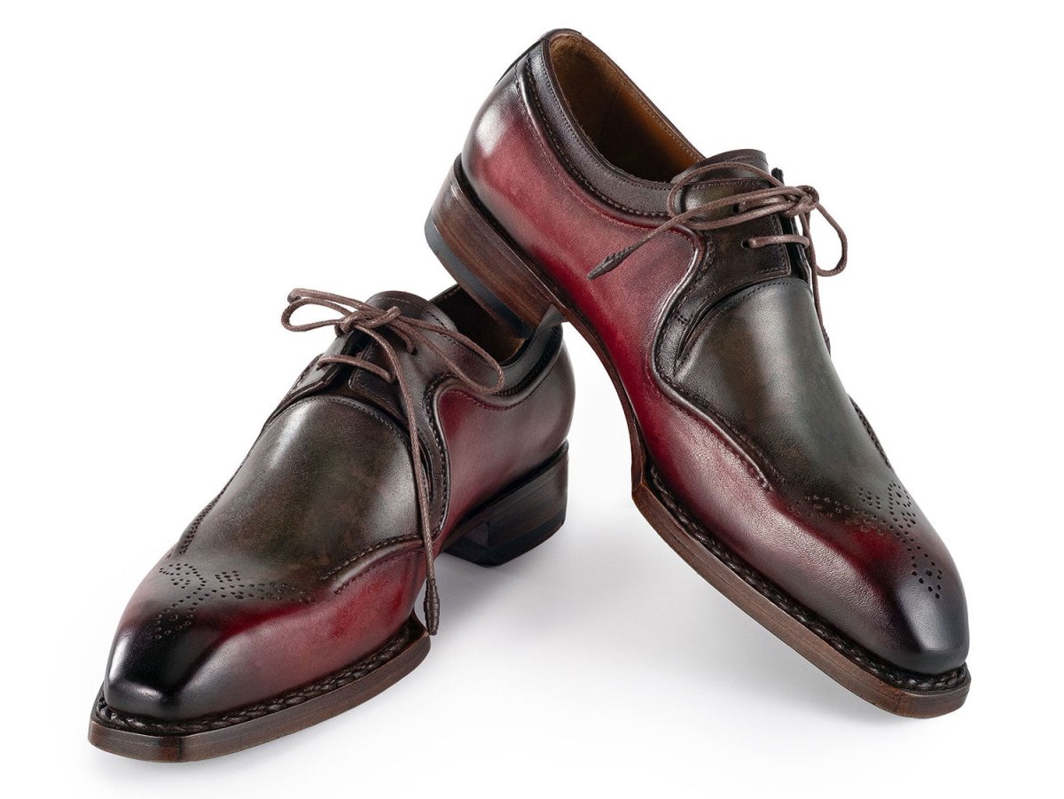 Paul Parkman Men's HAnd - Welted Leather Derby Shoes In Green and Brown Shoes by Paul Parkman β Don't Panic Shoes