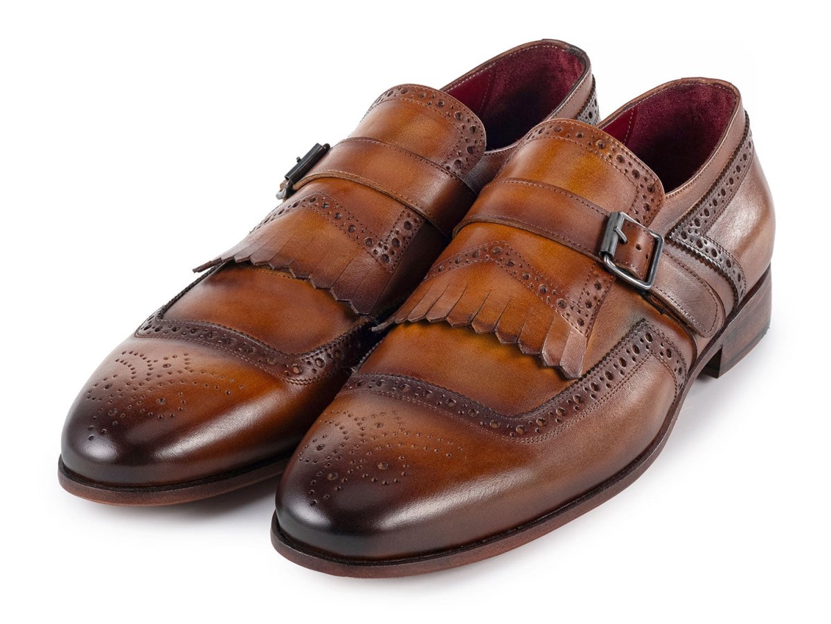 Paul Parkman Men's Kiltie Monkstrap Leather Shoes In Brown Shoes by Paul Parkman – Don't Panic Shoes