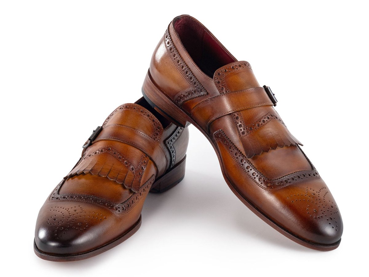Paul Parkman Men's Kiltie Monkstrap Leather Shoes In Brown Shoes by Paul Parkman – Don't Panic Shoes