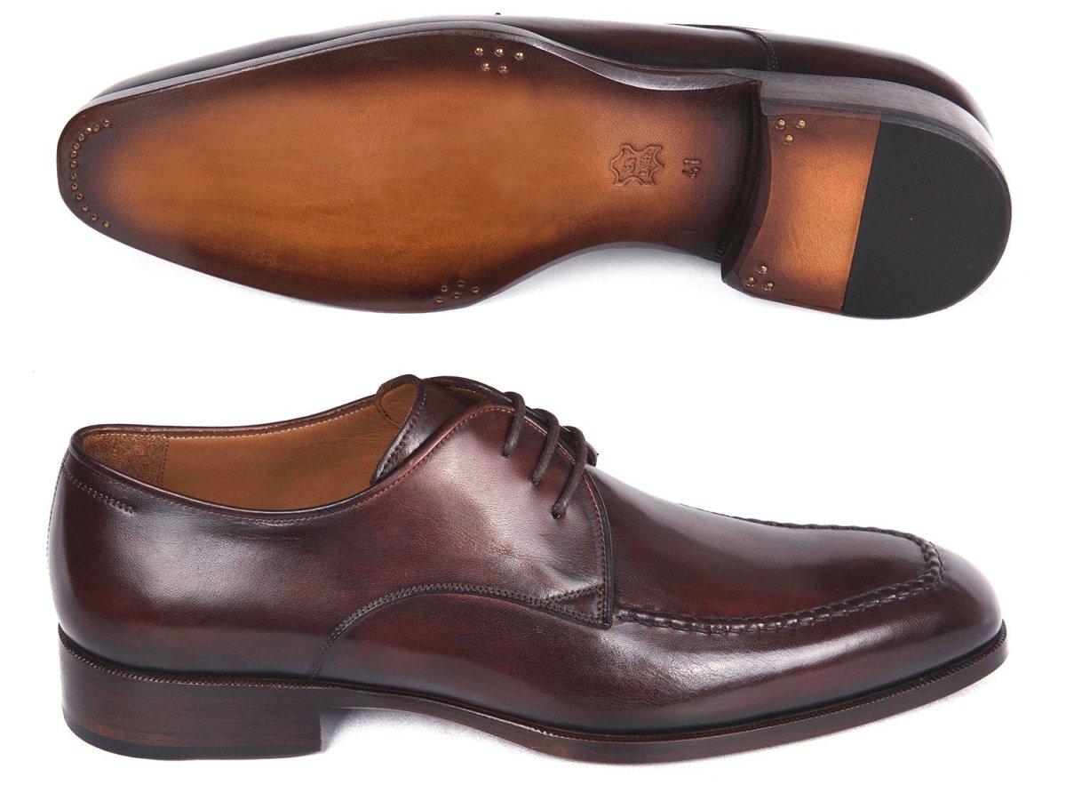 Paul Parkman Men's Leather Apron Derby Shoes In Brown And Bordeaux Shoes by Paul Parkman – Don't Panic Shoes