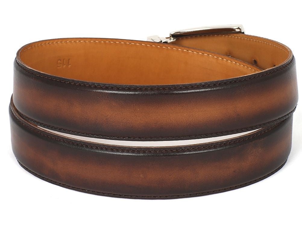 Paul Parkman Men's Leather Belt HAnd - Painted Brown and Camel (IdB01 - Brwcml) by Paul Parkman – Don't Panic Shoes