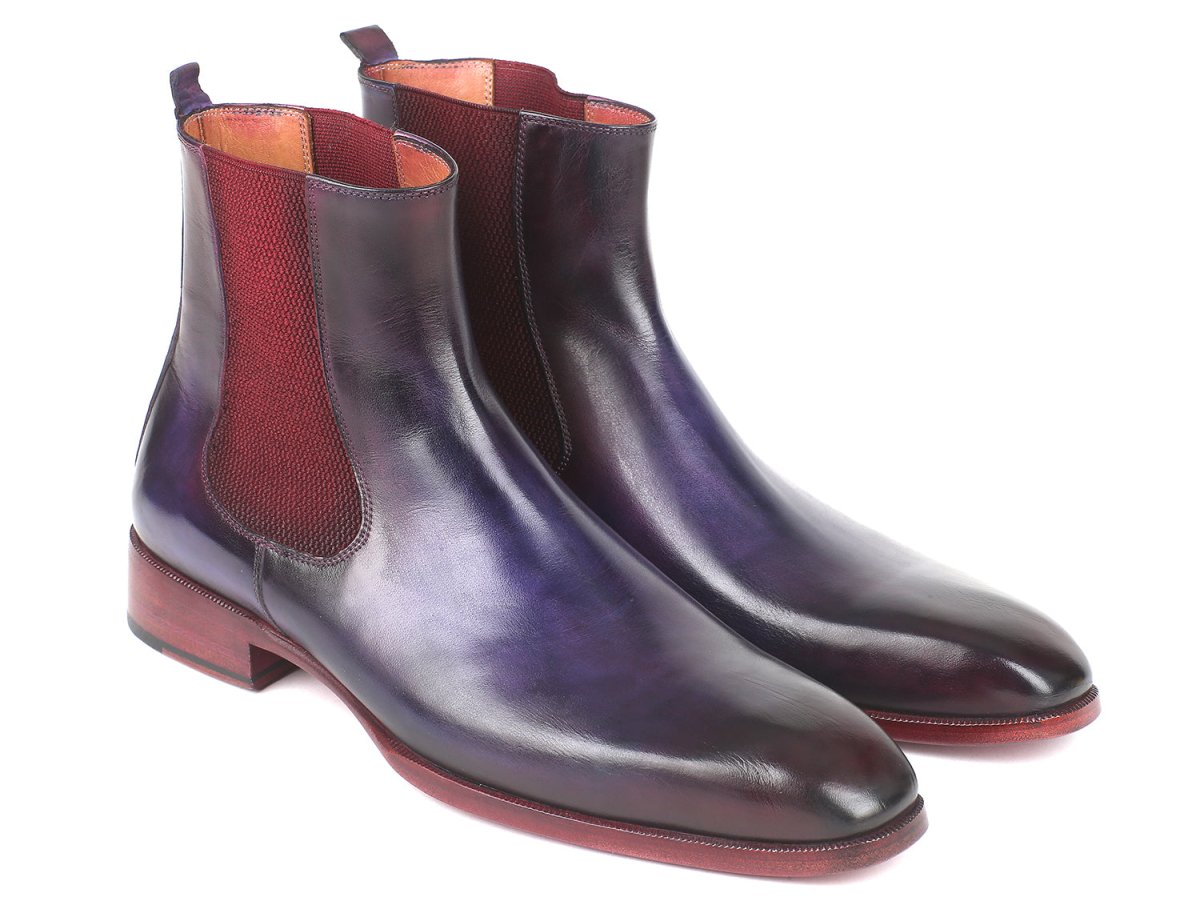 Paul Parkman Men's Leather Chelsea Boots In Navy And Purple Shoes by Paul Parkman – Don't Panic Shoes