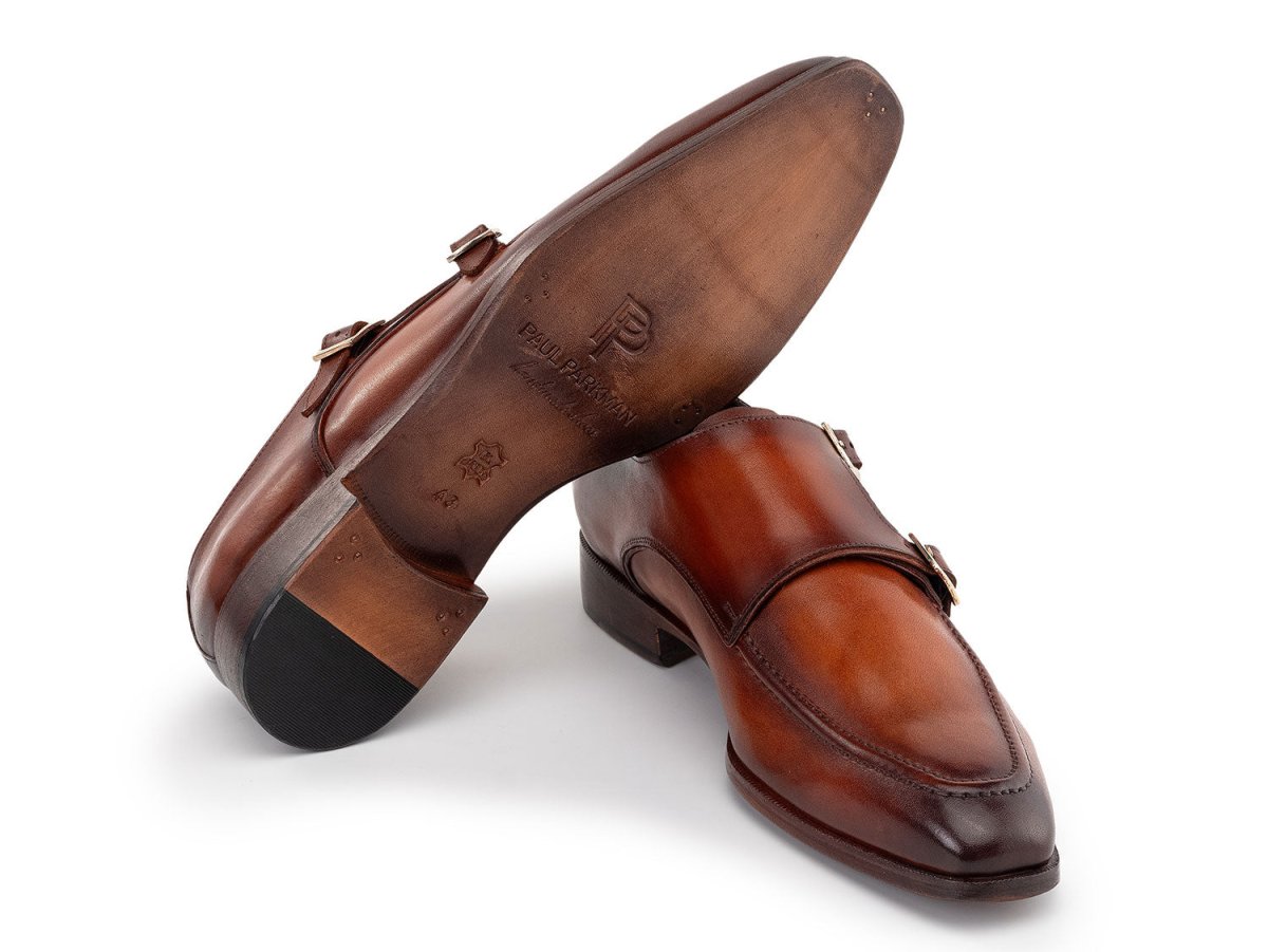 Paul Parkman Men's Leather Double Monkstrap Shoes In Brown Shoes by Paul Parkman – Don't Panic Shoes