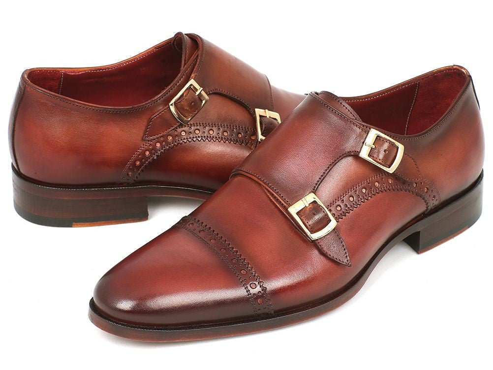 Paul Parkman Men's Leather Double Monkstraps In Camel And Light Brown Shoes by Paul Parkman – Don't Panic Shoes