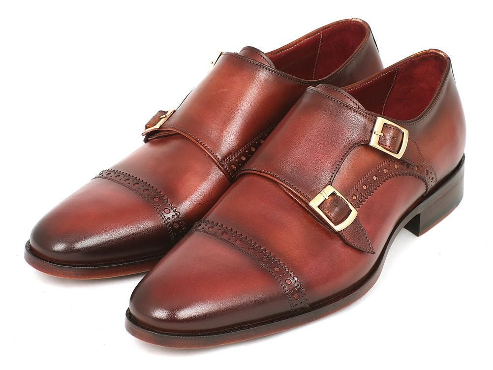 Paul Parkman Men's Leather Double Monkstraps In Camel And Light Brown Shoes by Paul Parkman – Don't Panic Shoes