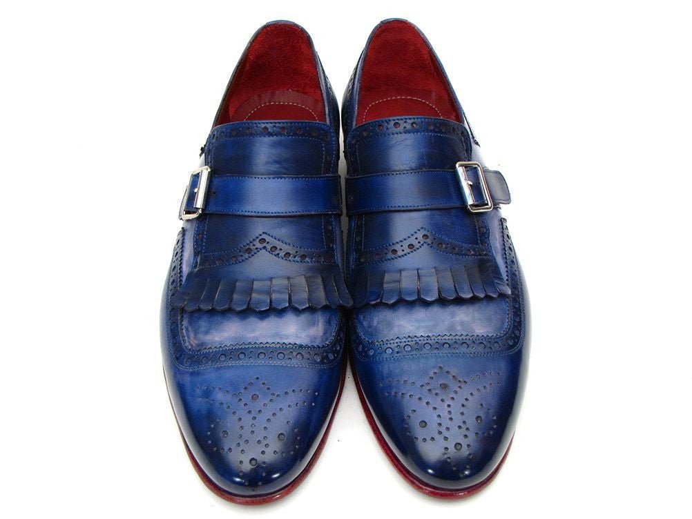 Paul Parkman Men's Leather Kiltie Monkstraps In Dual Tone Blue Shoes by Paul Parkman – Don't Panic Shoes