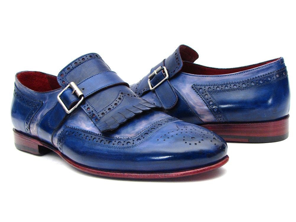 Paul Parkman Men's Leather Kiltie Monkstraps In Dual Tone Blue Shoes by Paul Parkman – Don't Panic Shoes