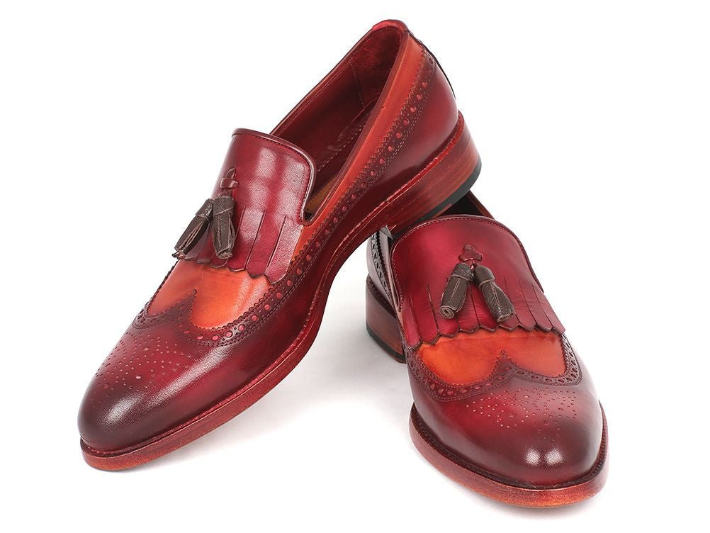 Paul Parkman Men's Leather Kiltie Tassel Loafers In Tobacco And Bordeaux Shoes by Paul Parkman – Don't Panic Shoes