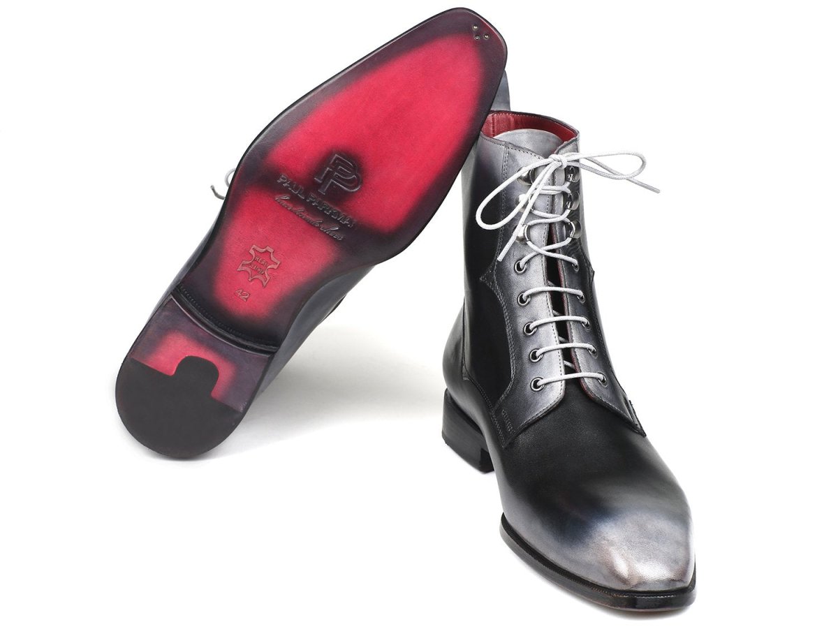 Paul Parkman Men's Leather Lace - Up Boots In Gray Burnished Shoes by Paul Parkman – Don't Panic Shoes