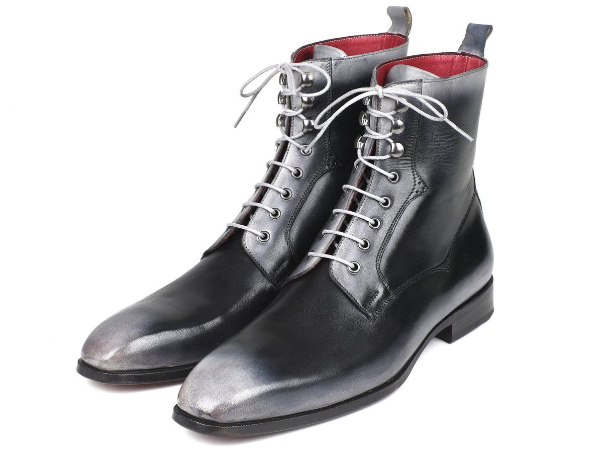 Paul Parkman Men's Leather Lace - Up Boots In Gray Burnished Shoes by Paul Parkman – Don't Panic Shoes