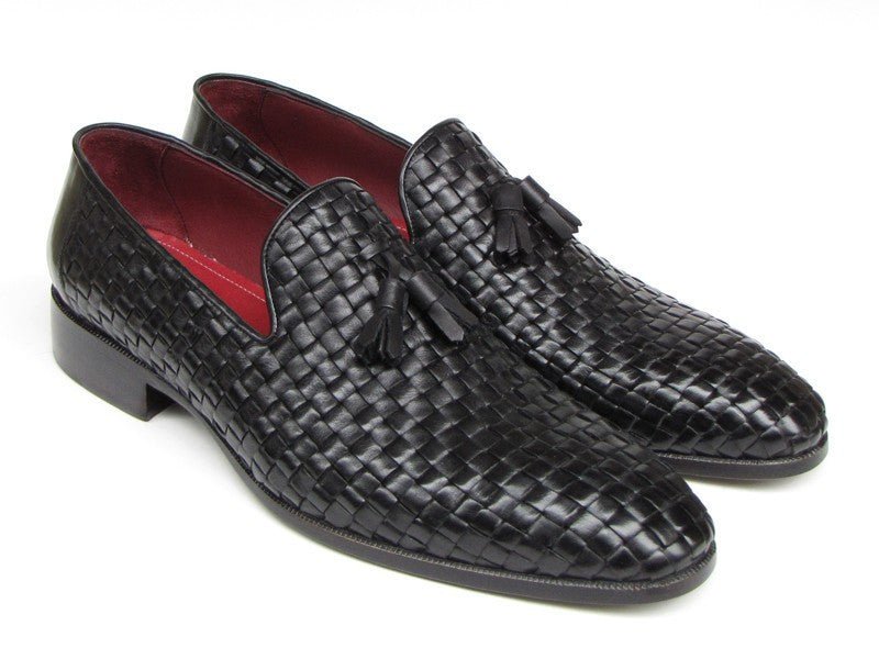 Paul Parkman Men's Leather Woven Tassel Loafers In Black Shoes by Paul Parkman – Don't Panic Shoes