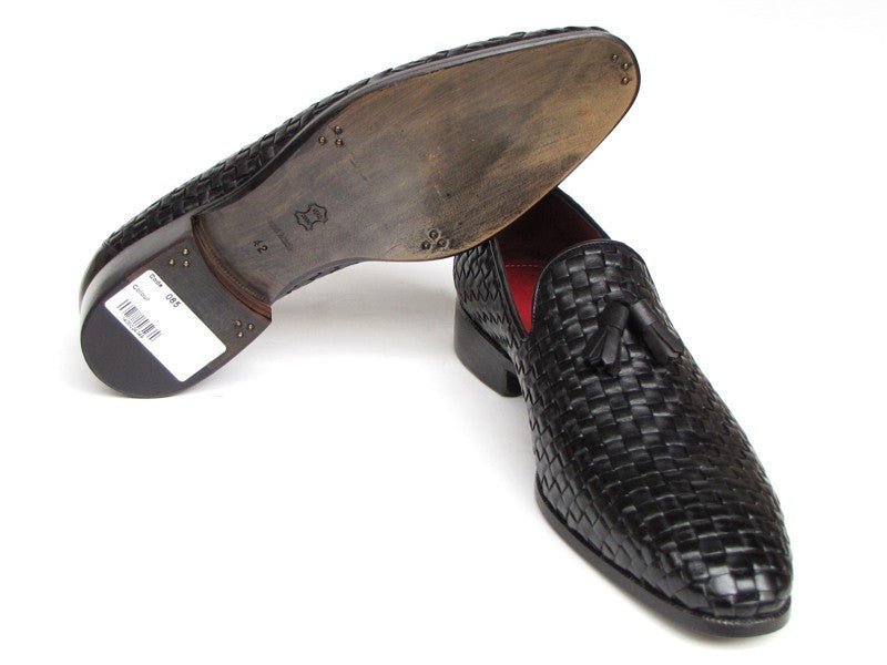 Paul Parkman Men's Leather Woven Tassel Loafers In Black Shoes by Paul Parkman – Don't Panic Shoes