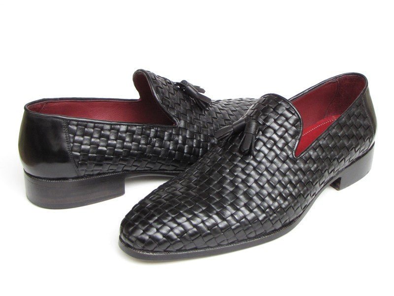 Paul Parkman Men's Leather Woven Tassel Loafers In Black Shoes by Paul Parkman – Don't Panic Shoes