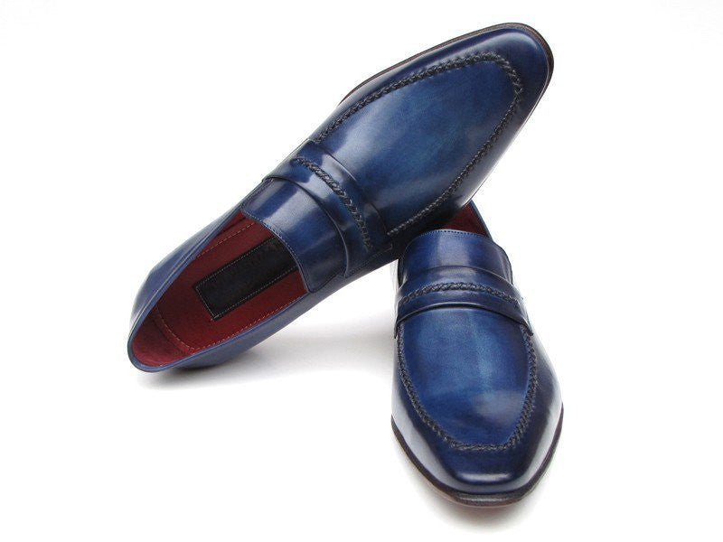 Paul Parkman Men's Loafer Shoes Navy Leather Upper And Leather Sole (Id068 - Blu) by Paul Parkman – Don't Panic Shoes